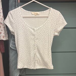 Floral White Button-Up Top